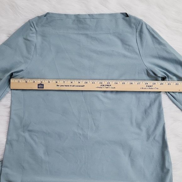 Eileen fisher boat neck 3/4 sleeve knee length dress light baby blue Medium - Picture 2 of 8
